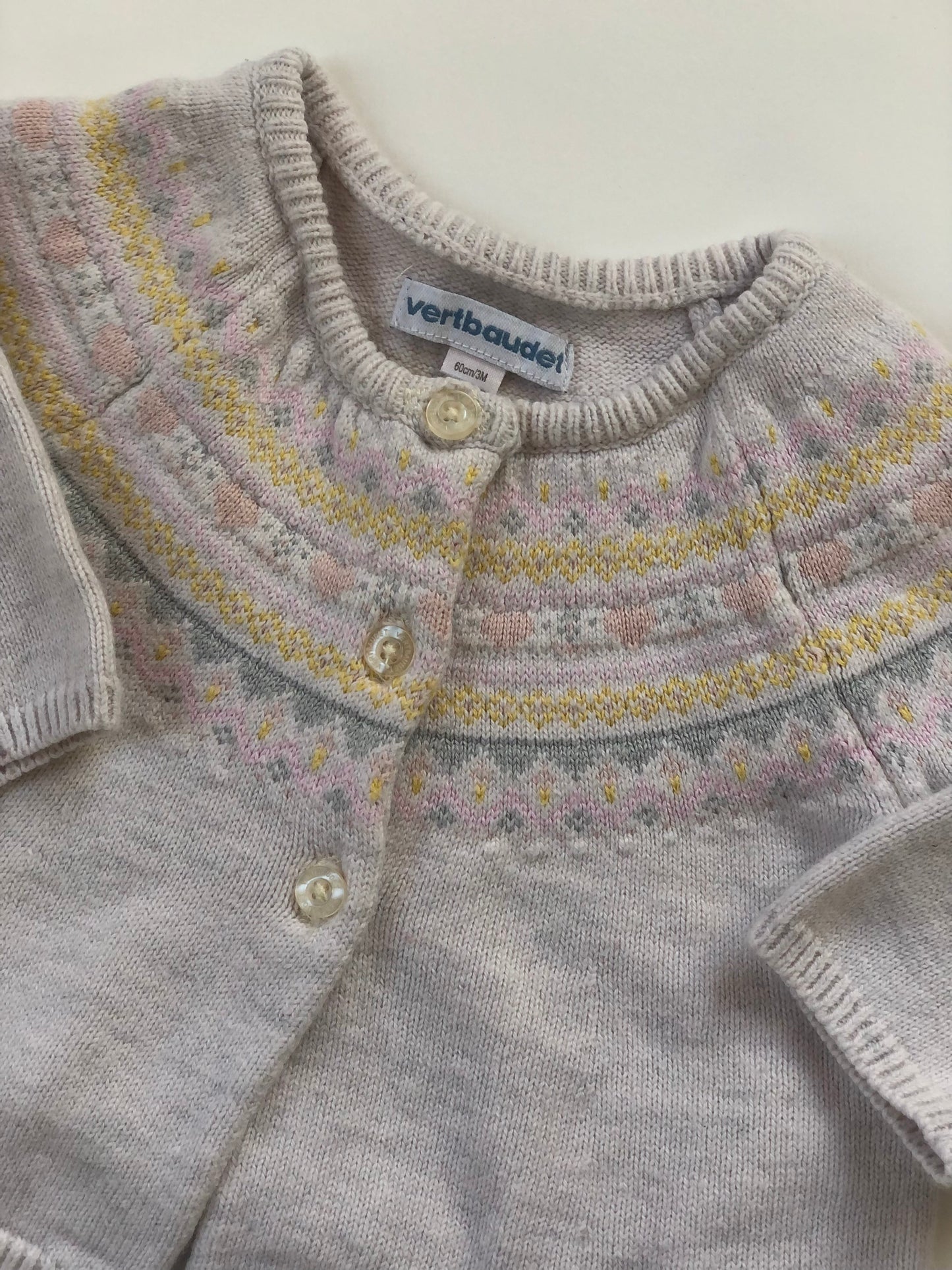 Gilet gris clair et rose Vertbaudet 3 mois