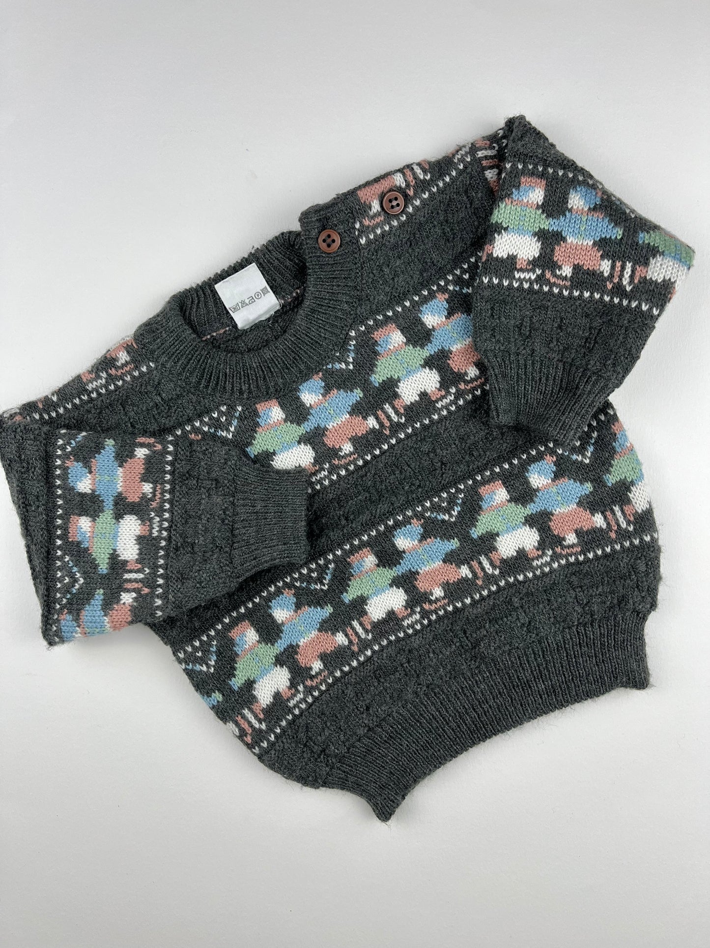 Pull en mailles gris vintage 6 mois