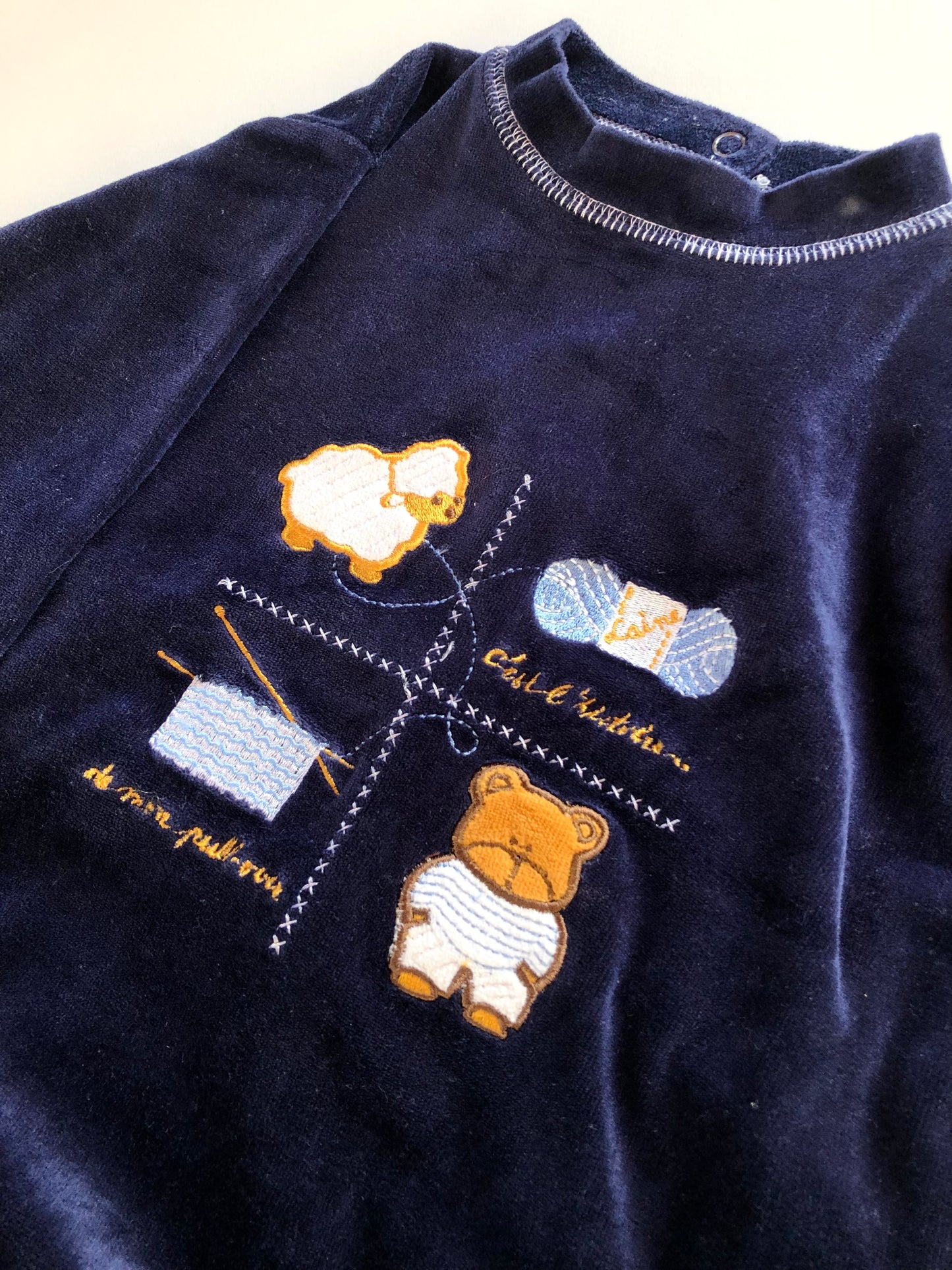 Pyjama en velours bleu nuit vintage Baby Love 12 mois