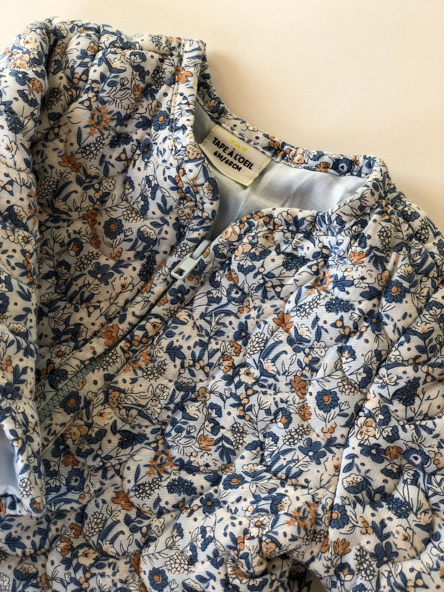 Veste à zip bleue à fleurs Tale à l’oeil 6 mois