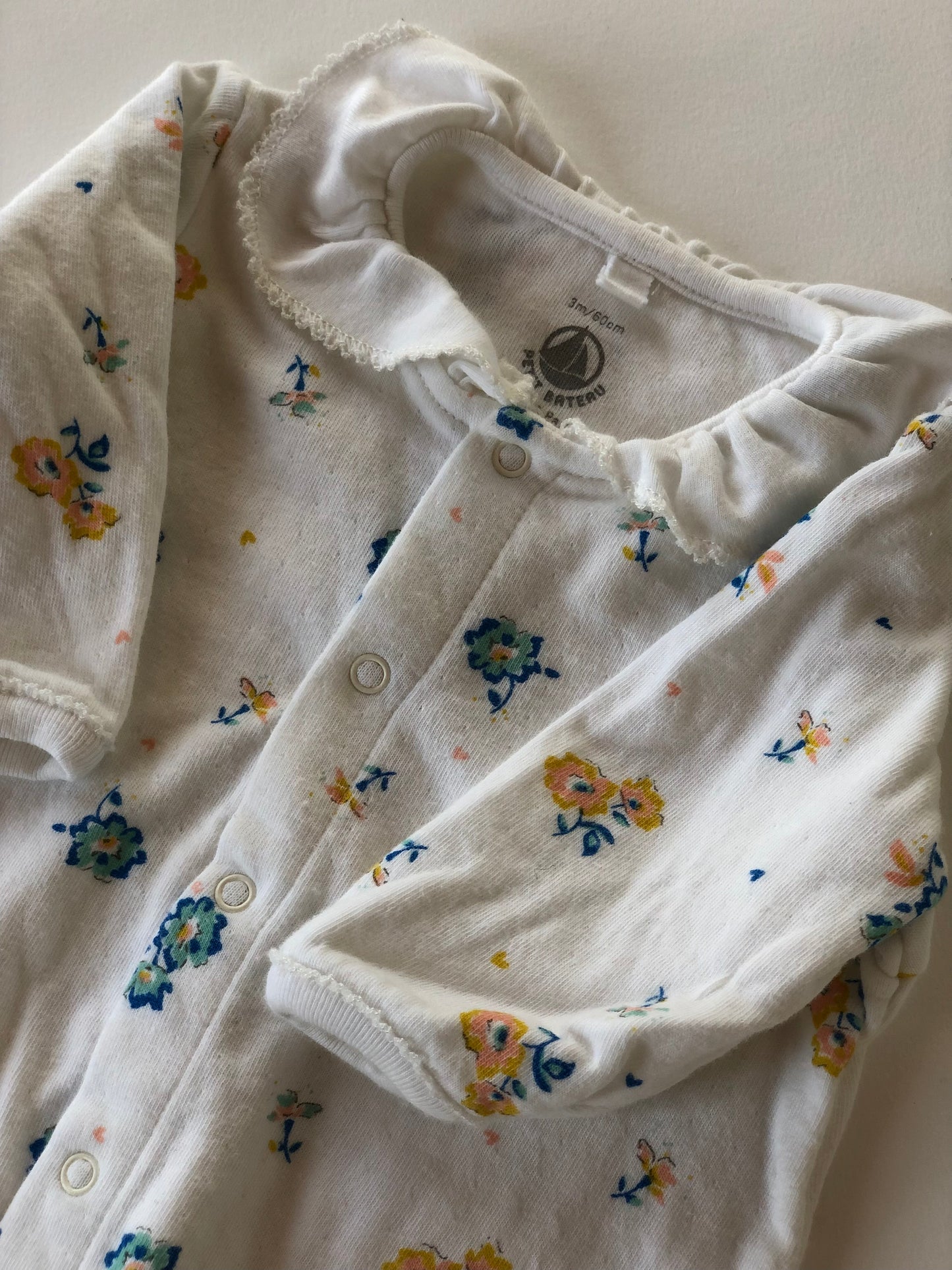 Pyjama blanc à fleurs Petit Bateau 3 mois