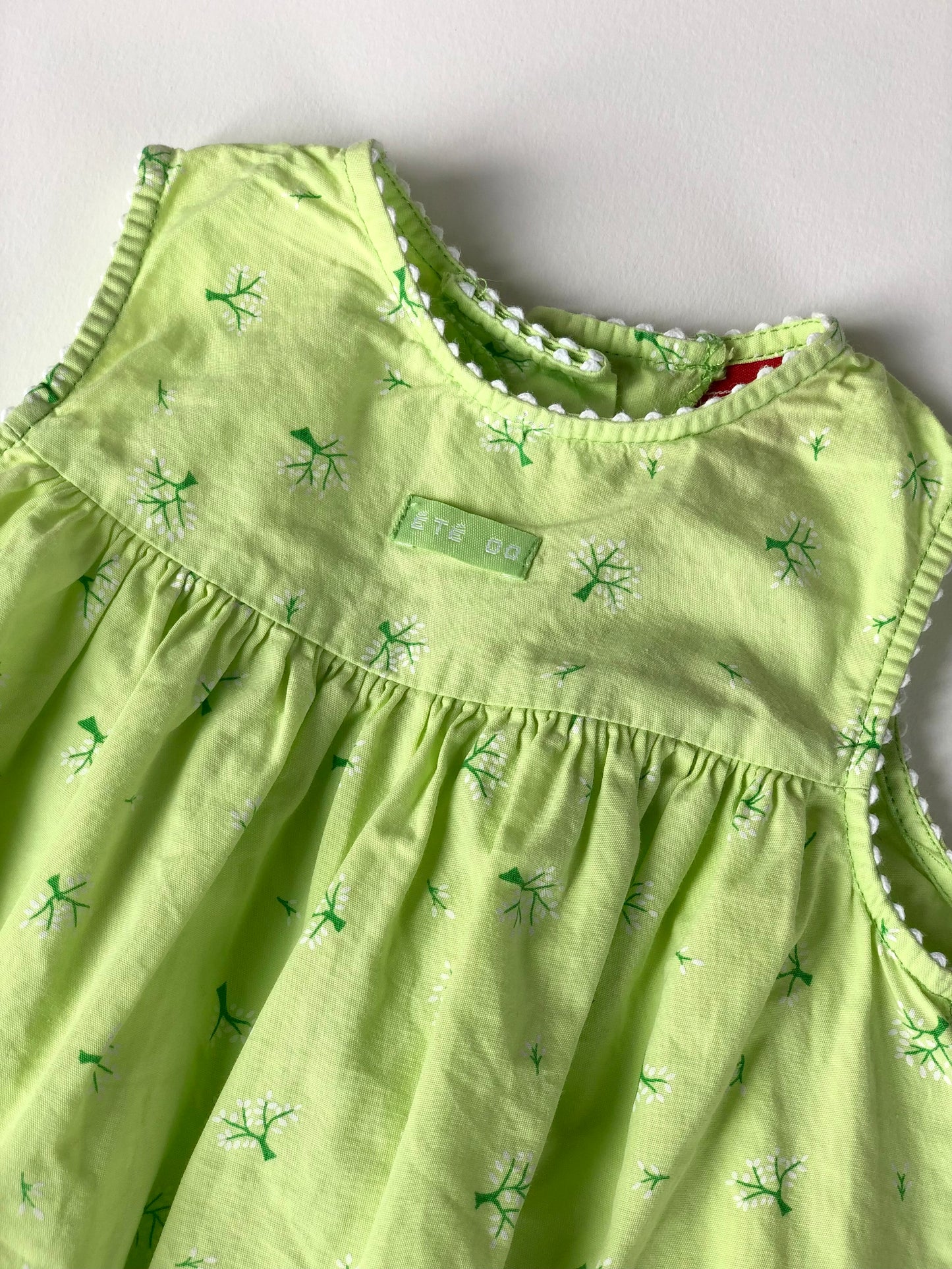 Robe à fleurs verte vintage Tex 6 mois