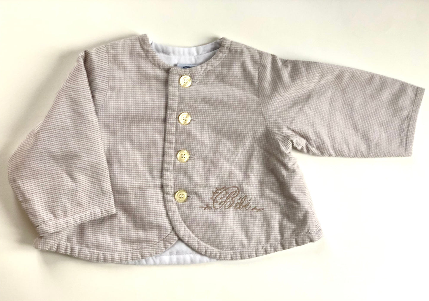 Veste à carreaux blanc et beige vintage Petit Bateau 12 mois