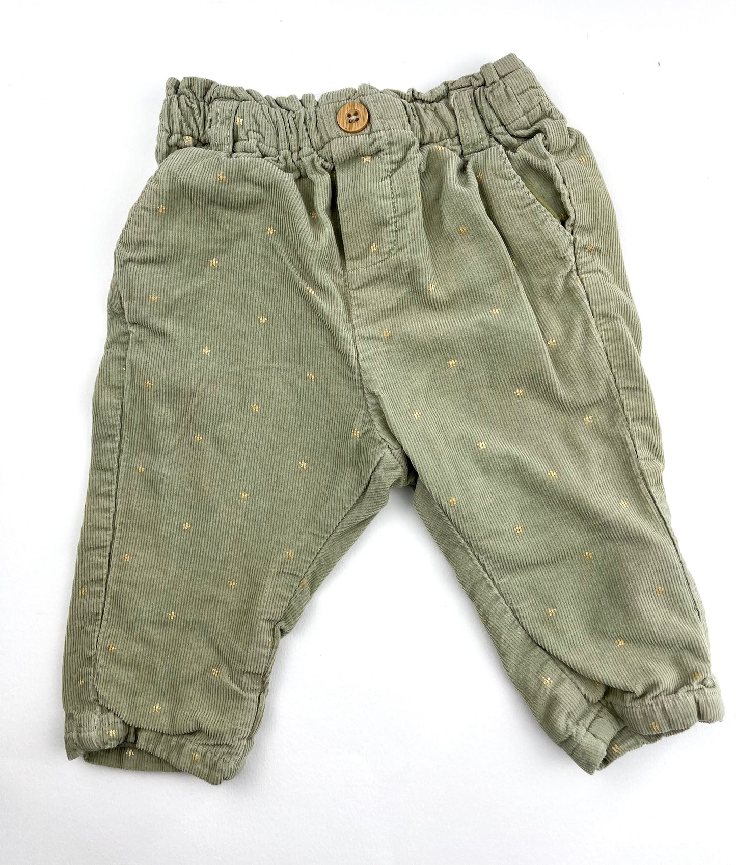 Pantalon en velours côtelé vert Vertbaudet 6 mois