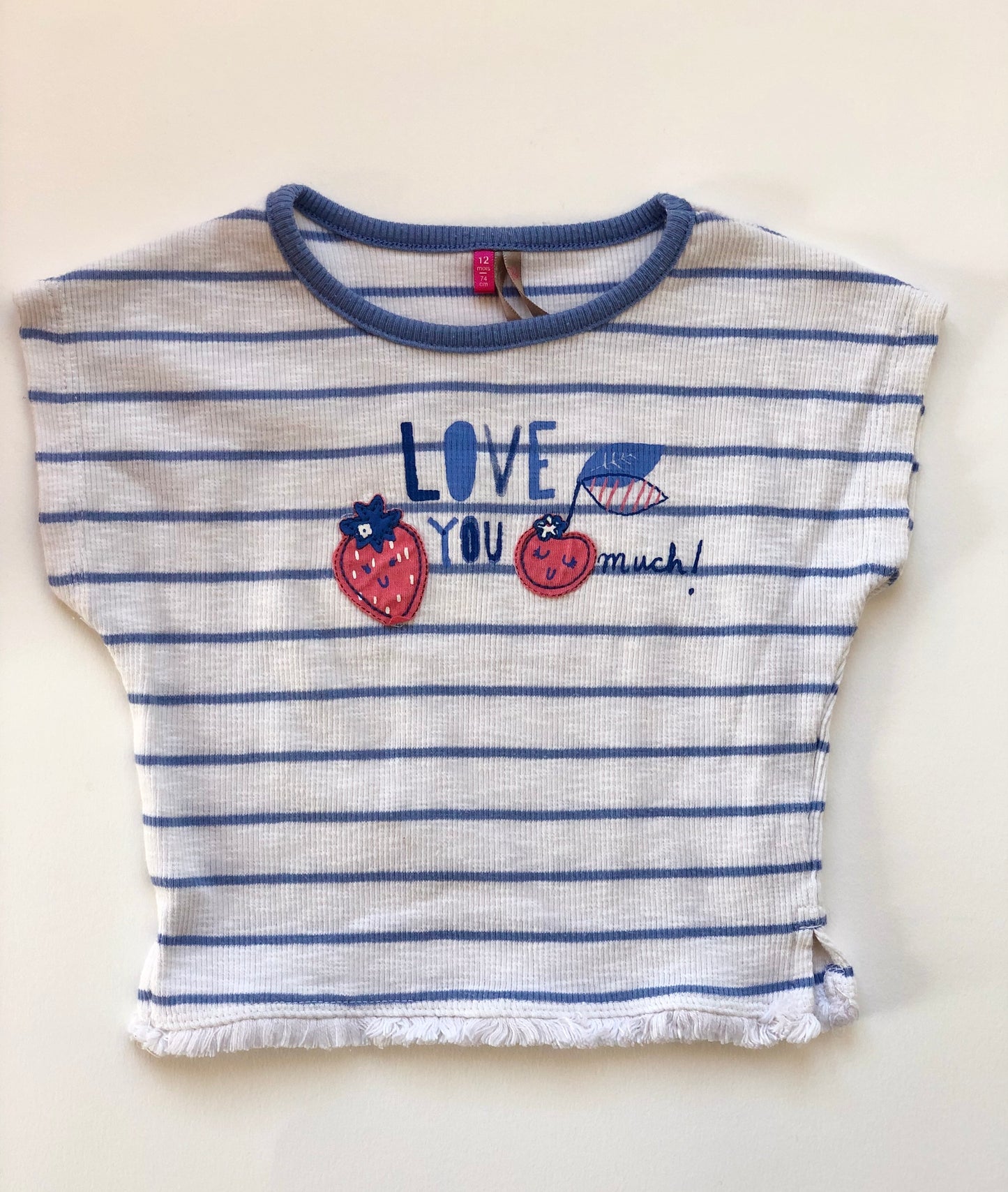 T-shirt rayé blanc et bleu Orchestra 12 mois