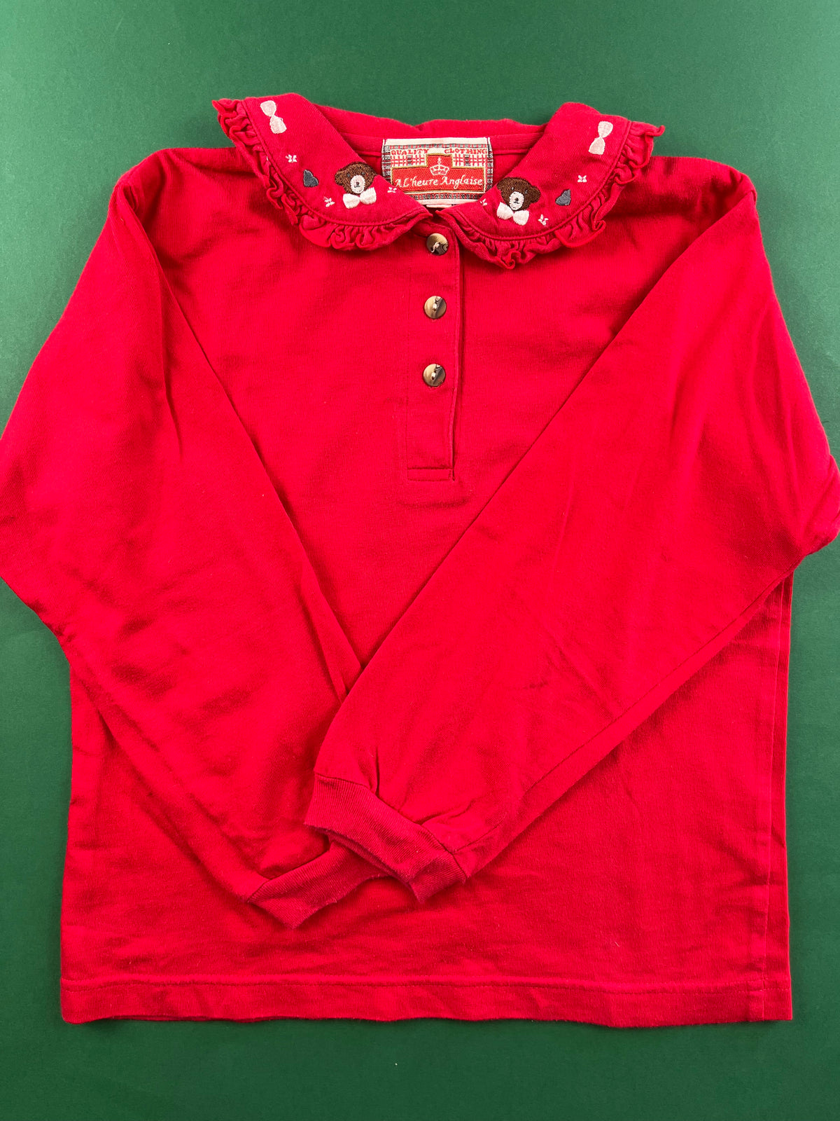 Blouse rouge vintage À la.heure Anglaise 8 ans