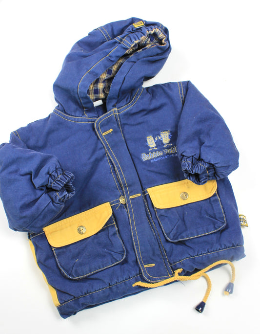 Manteau à capuche bleu vintage Rebble Pebble 12 mois
