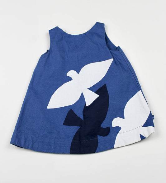 Robe bleue motifs oiseaux Obaïbi 3 mois