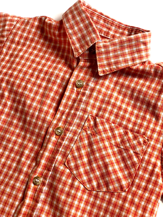 Chemise à carreaux orange vintage De Bon Matin 2 ans