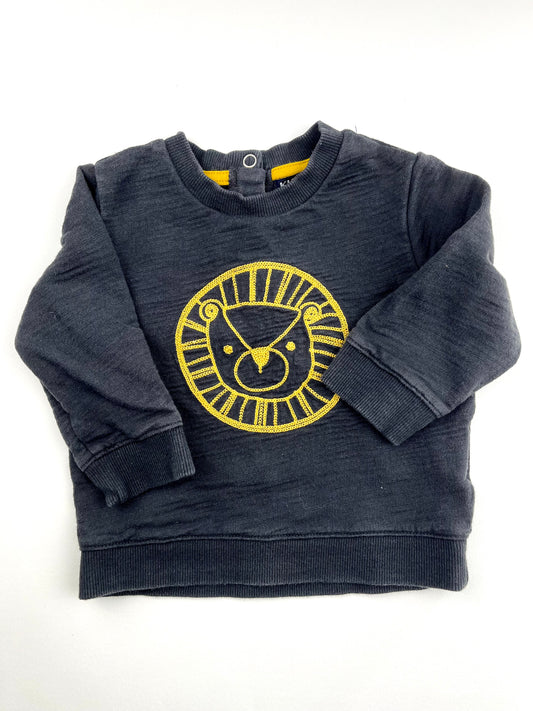 Pull gris anthracite lion Kiabi 9 mois