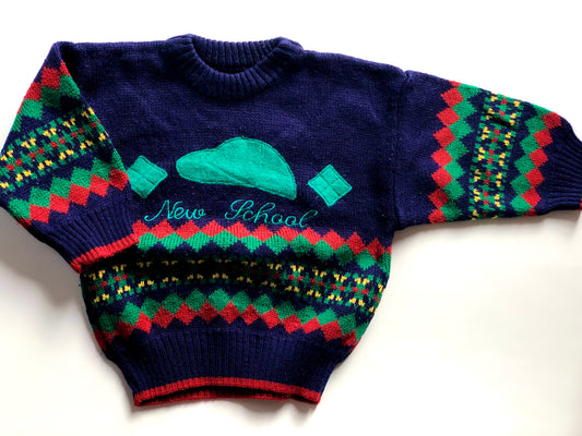 Pull en mailles vintage bleu 18 mois