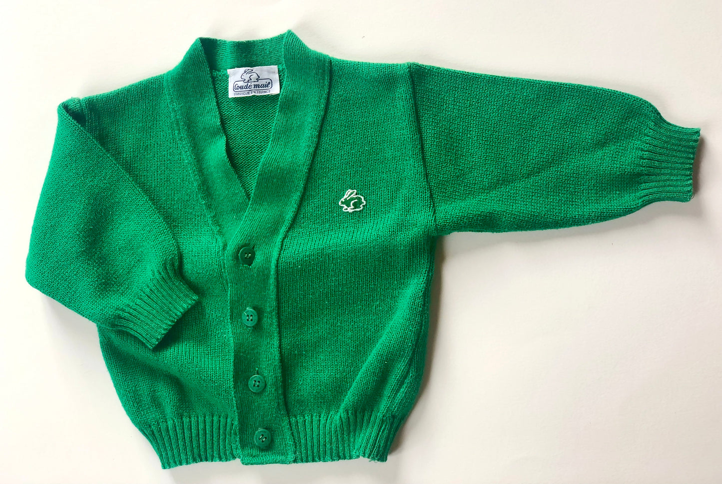 Gilet en mailles vert Coudémail vintage 6 mois