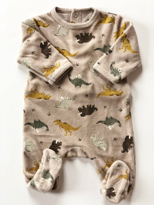 Pyjama en velours beige Dinosaures Kiabi 3 mois