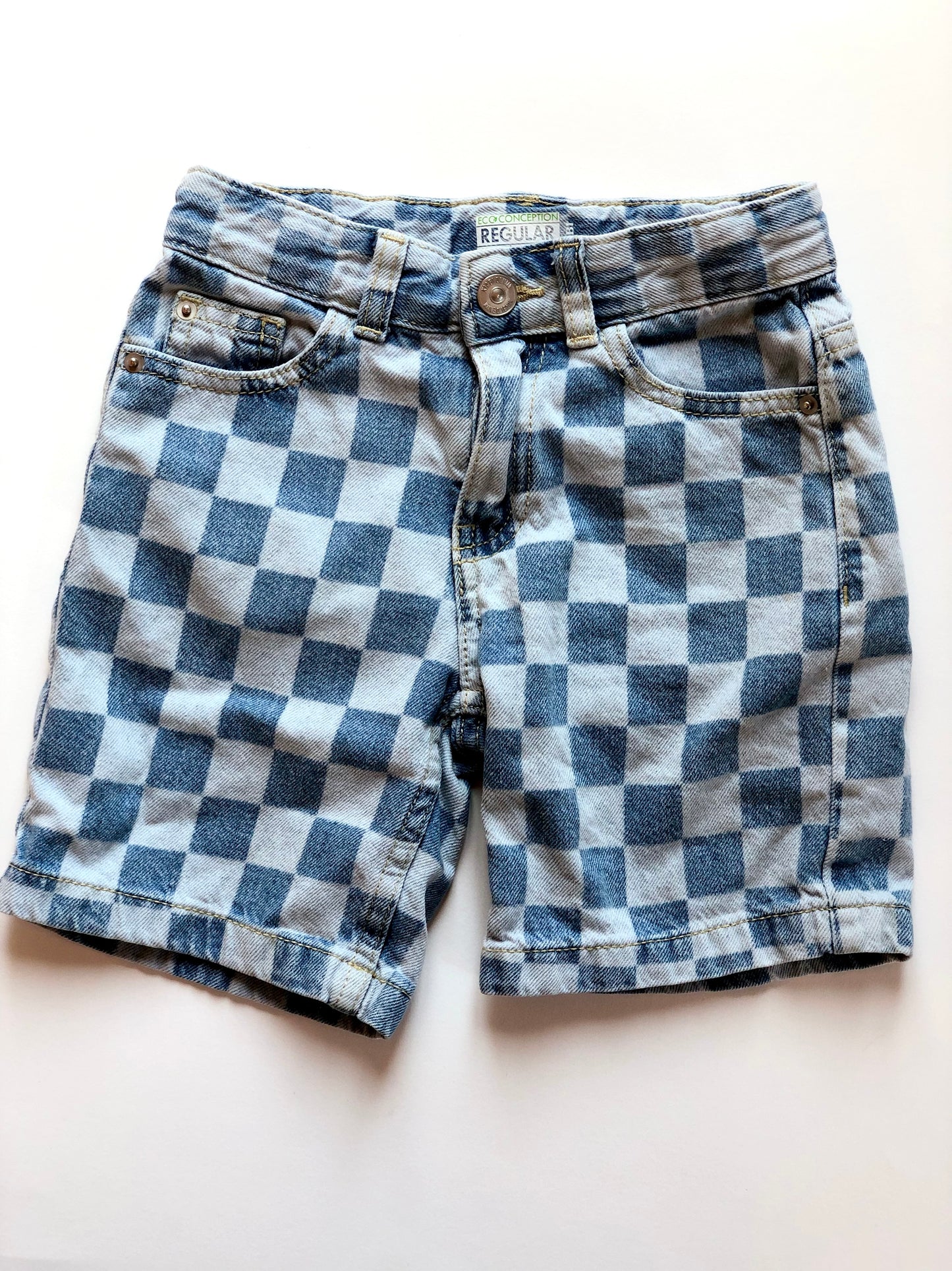 Bermuda en jeans bleu à damier Kiabi 6 ans