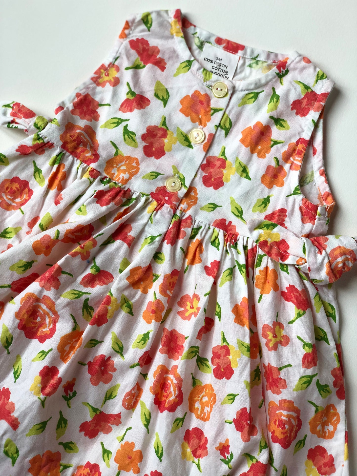 Robe à fleurs blanc et orange Vintage 3 mois