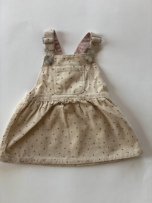 Robe salopette velours côtelé beige à pois Zara 3-6 mois