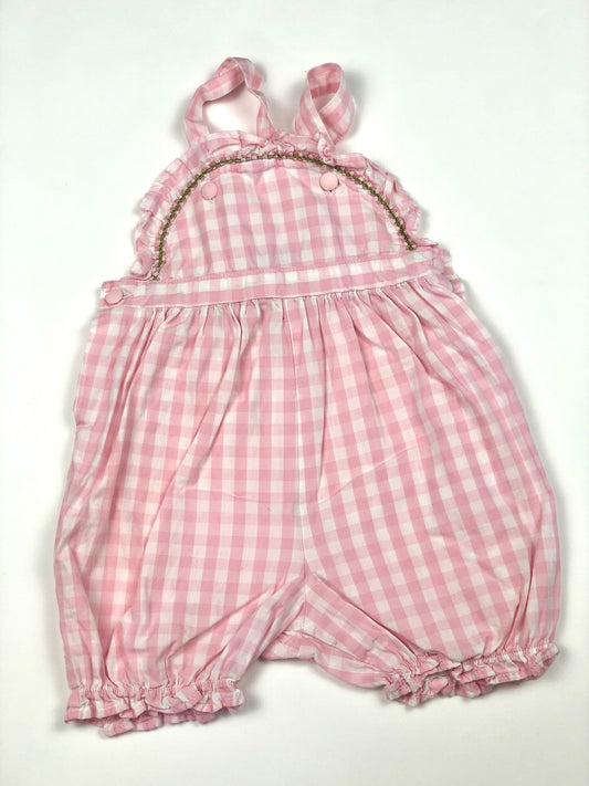 Barboteuse en vichy rose vintage Jour Ferrier 18 mois