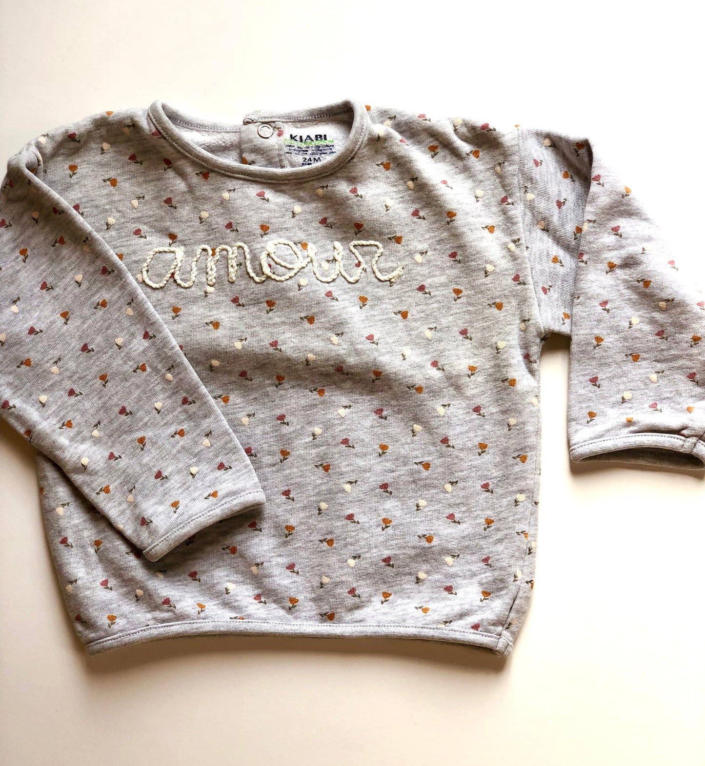 Sweat gris à fleurs Kiabi 2 ans