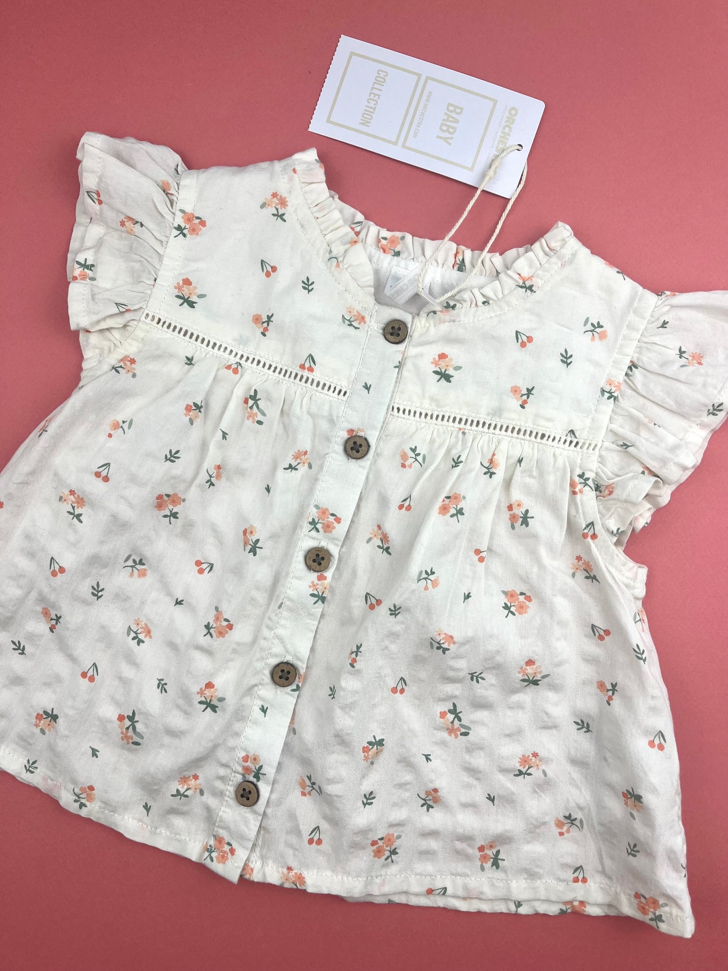 Blouse à fleurs blanche Orchestra 12 mois