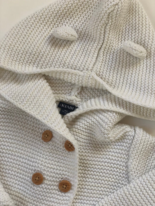 Gilet à capuche en mailles blanc et crème Kiabi 3 mois