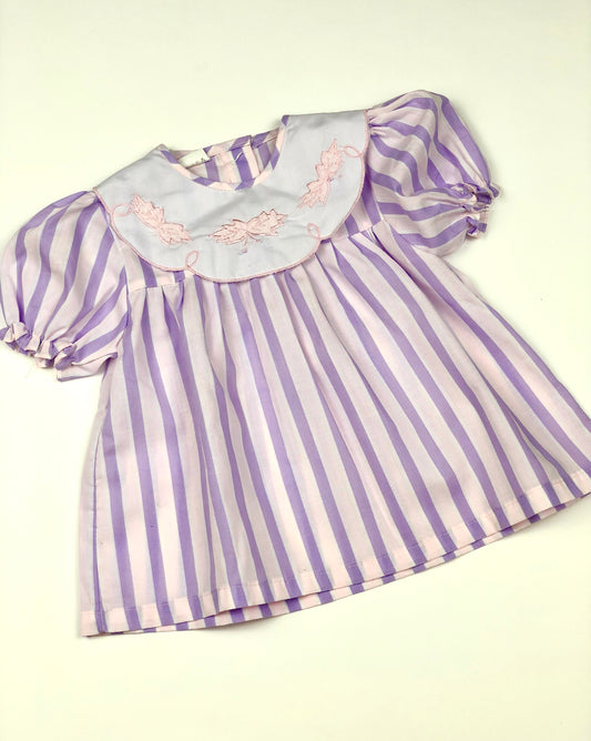 Robe rayée violet et rose vintage 6 mois