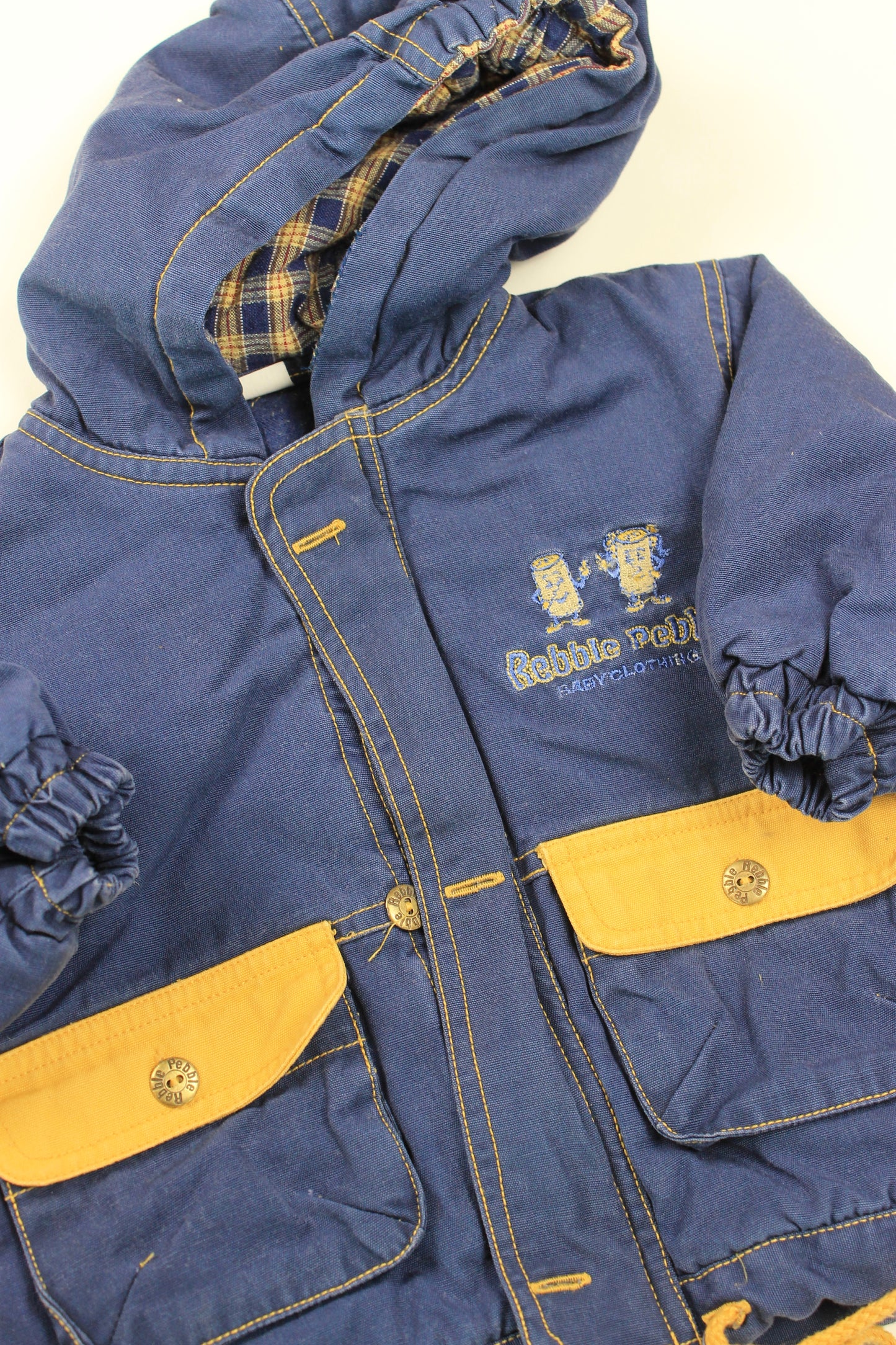 Manteau à capuche bleu vintage Rebble Pebble 12 mois