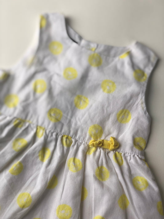 Robe à pois blanc et jaune Kiabi 6 mois