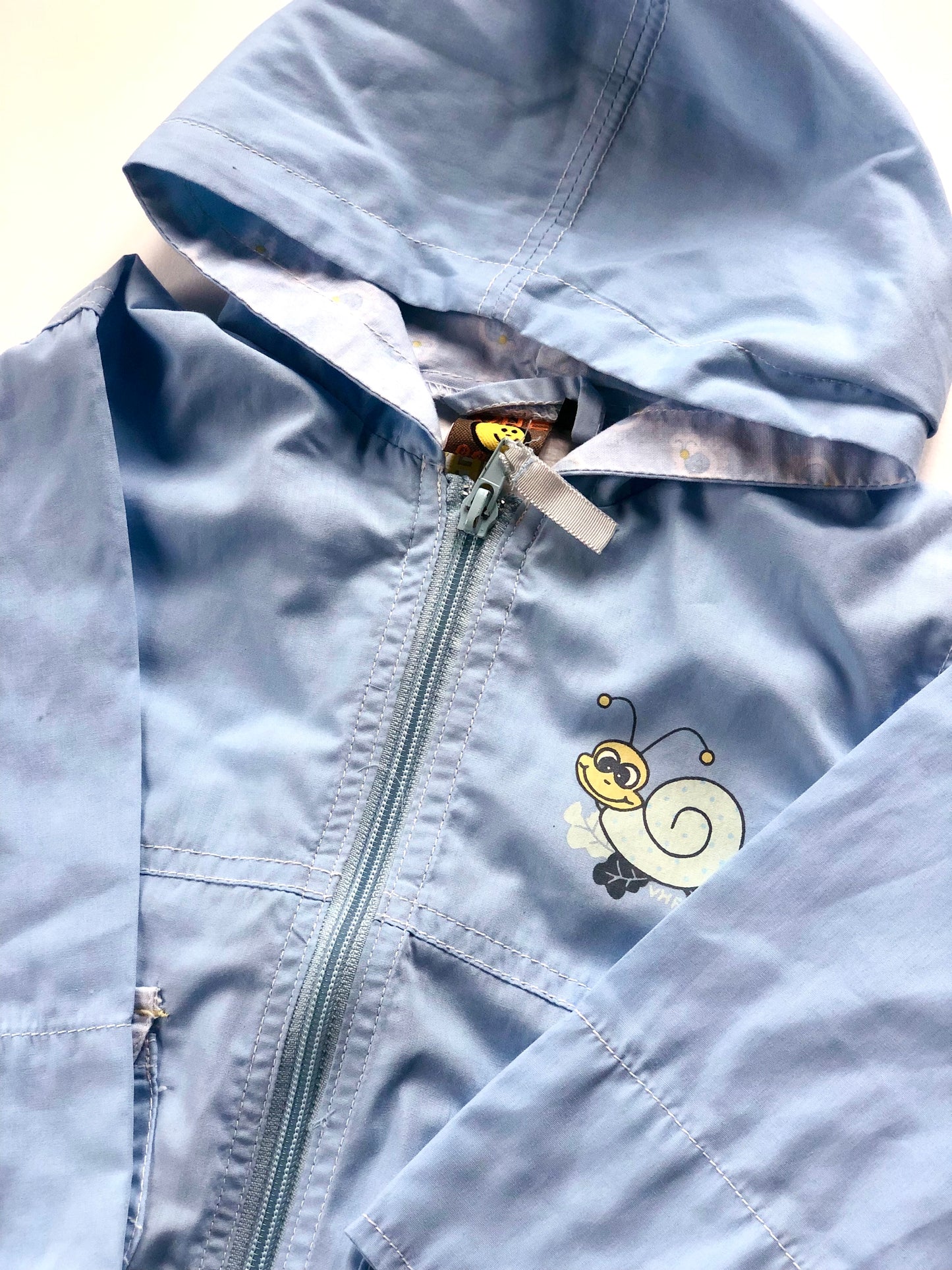 Manteau fin à capuche bleu clair vintage VHF 12 mois