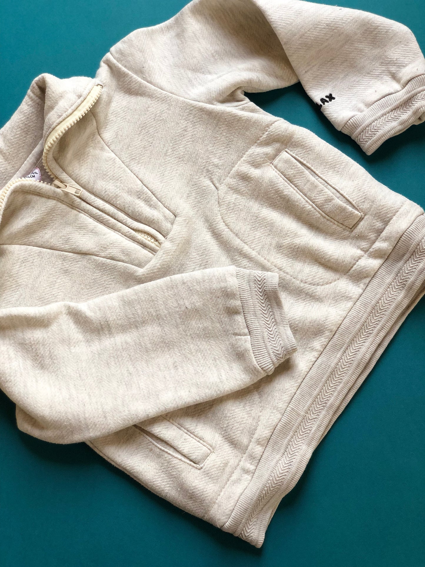 Pull col camionneur à zip gris clair Tape à l’oeil 4 ans