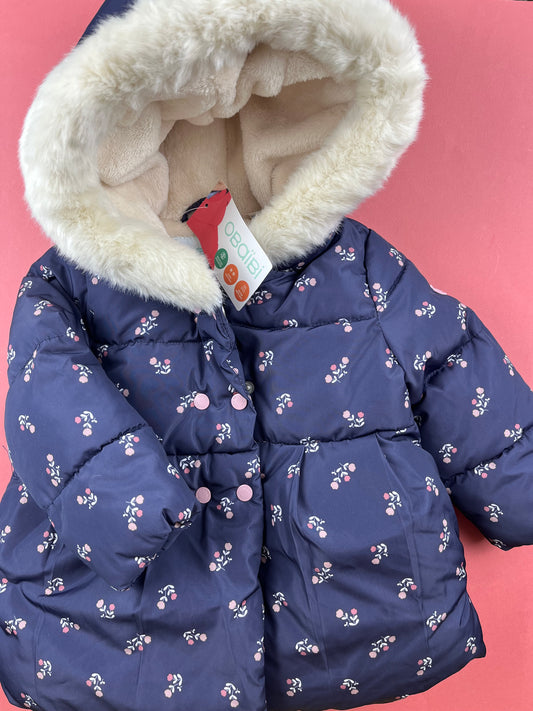Doudoune à capuche bleue Obaïbi 12 mois
