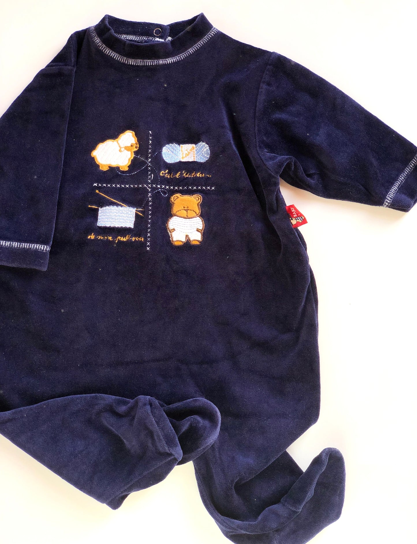 Pyjama en velours bleu nuit vintage Baby Love 12 mois