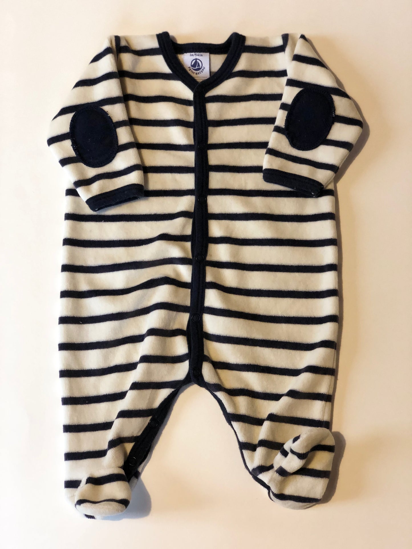 Pyjama marinière en velours Petit Bateau 1 mois