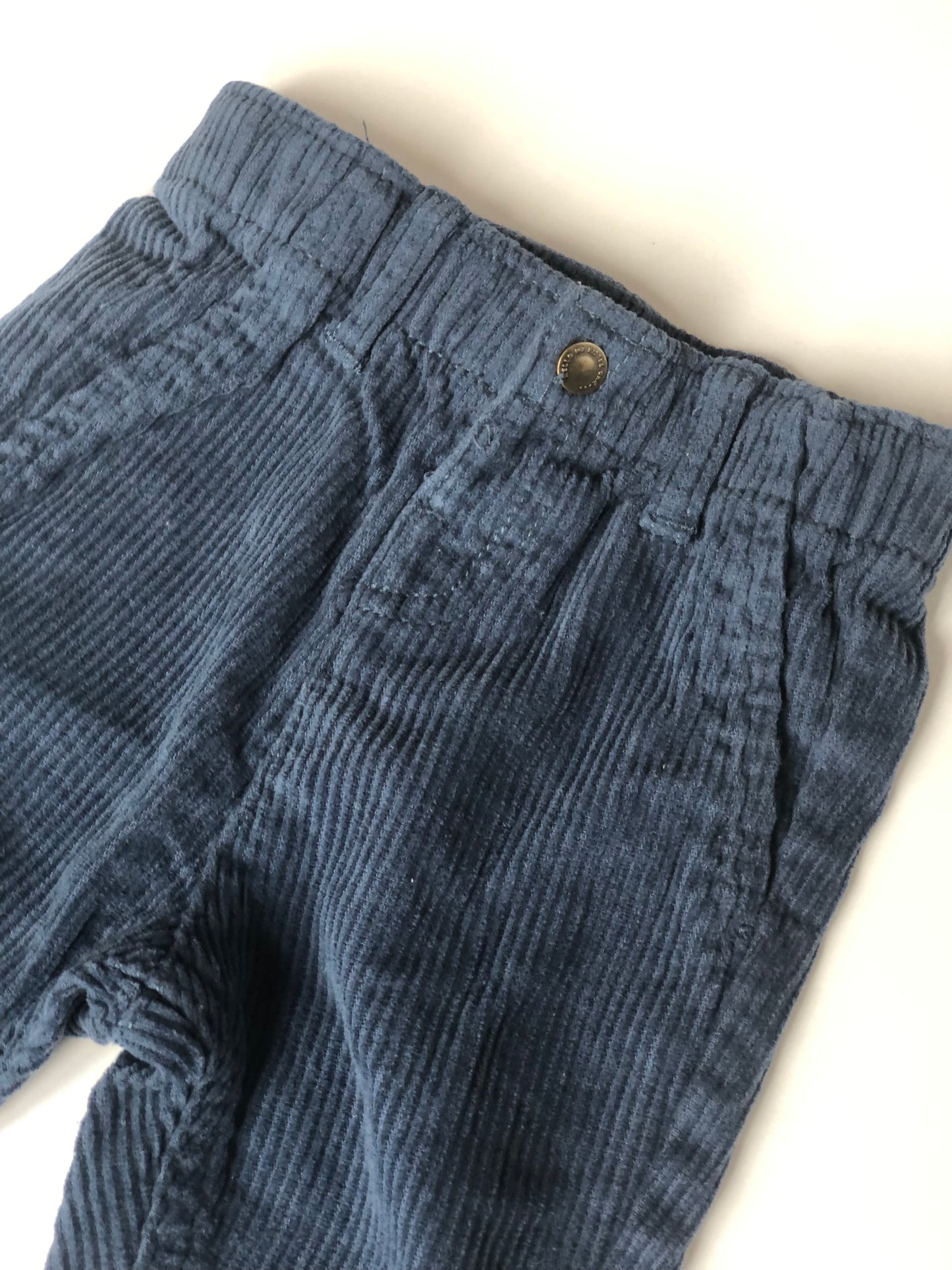 Pantalon en velours côtelé bleu Kiabi 3 mois