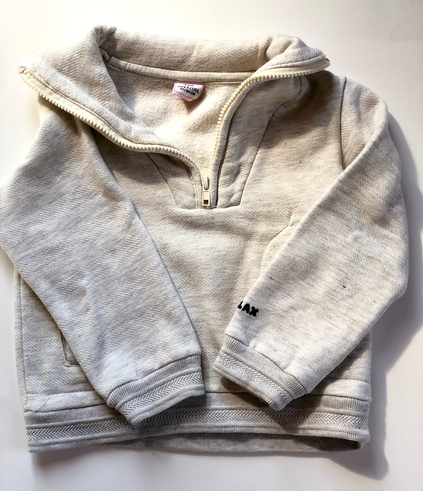 Pull col camionneur à zip gris clair Tape à l’oeil 4 ans