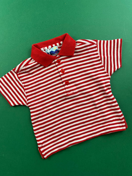 Imparfait Polo blanc et rouge vintage Du Pareil Au Même 6 mois