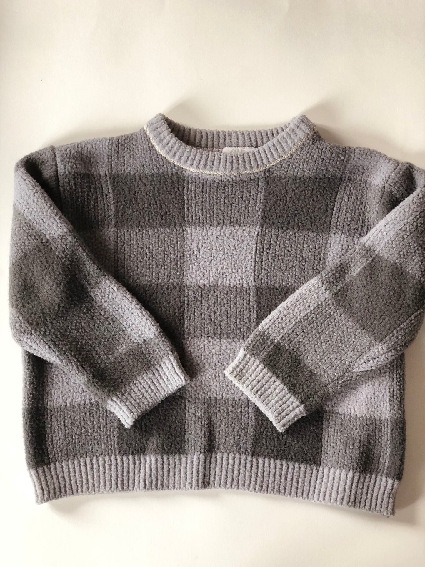 Pull damier gris Zara 2 ans