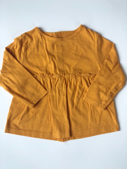 T-shirt manches longues orange et or Kiabi 12 mois