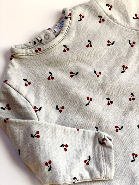 Pull gris motifs cerises Bout’chou 9 mois