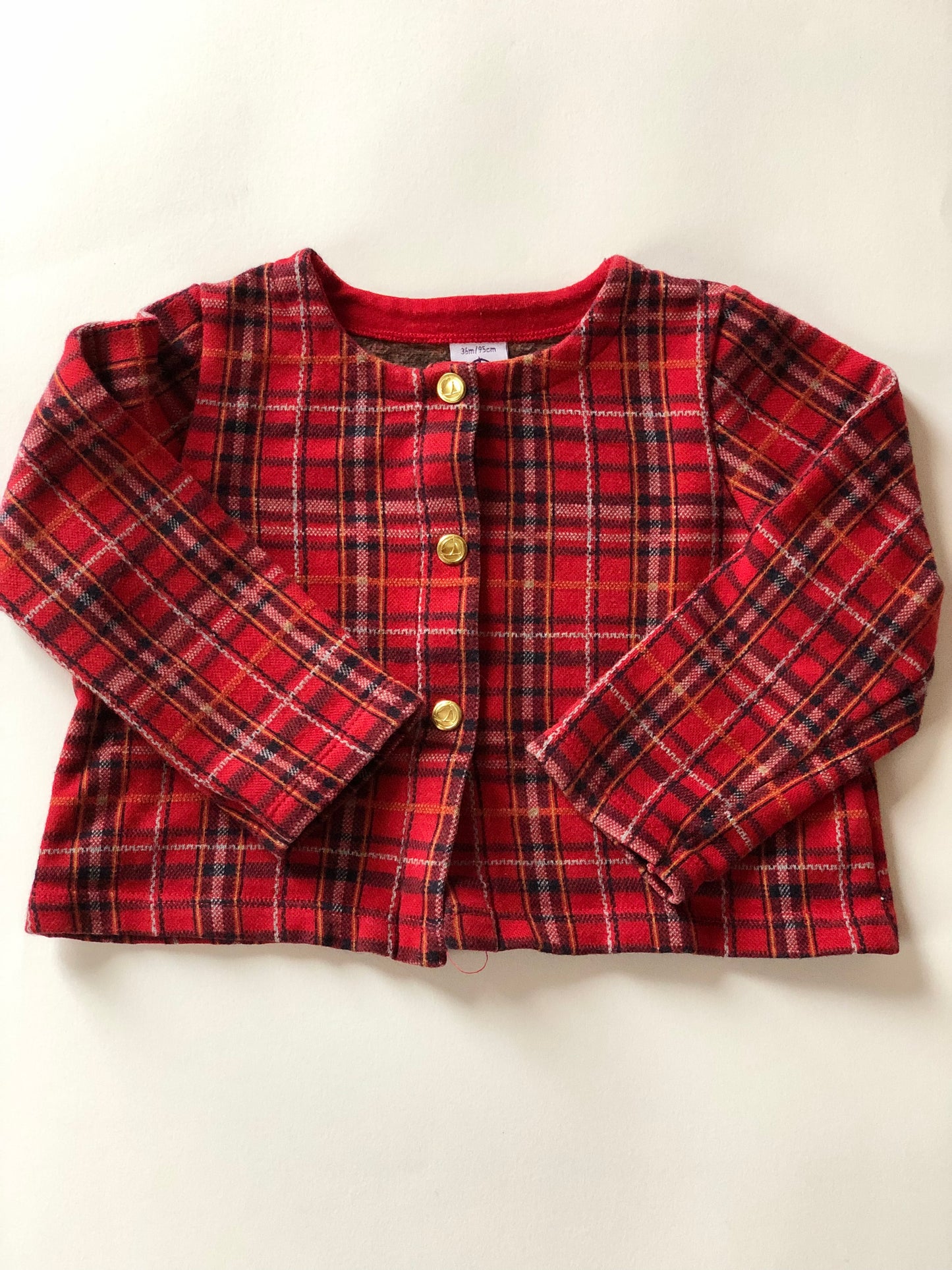 Veste tartans rouge Petit Bateau 3 ans