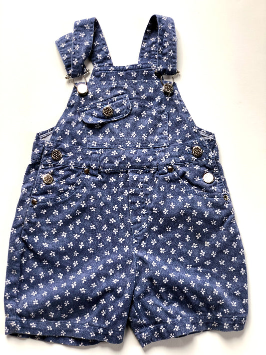 Salopette courte en jeans à fleurs 2 ans