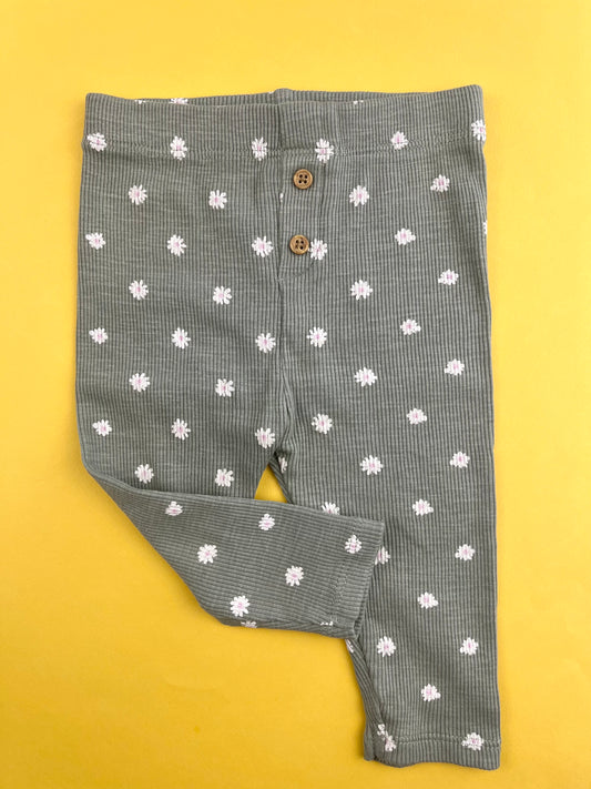 Legging vert à fleurs Vertbaudet 6 mois