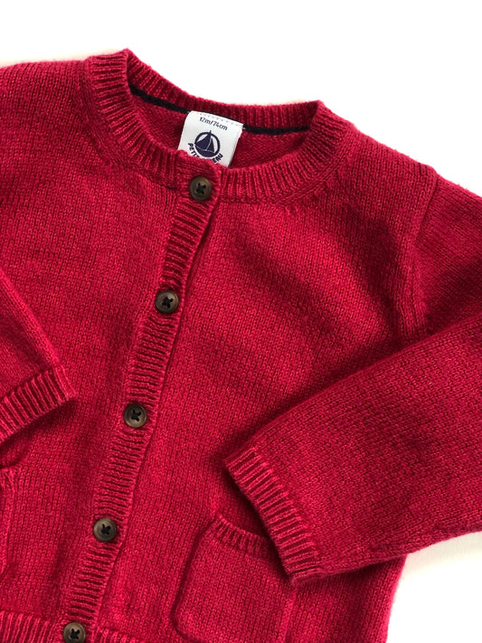 Gilet en mailles framboise Petit Bateau 12 mois