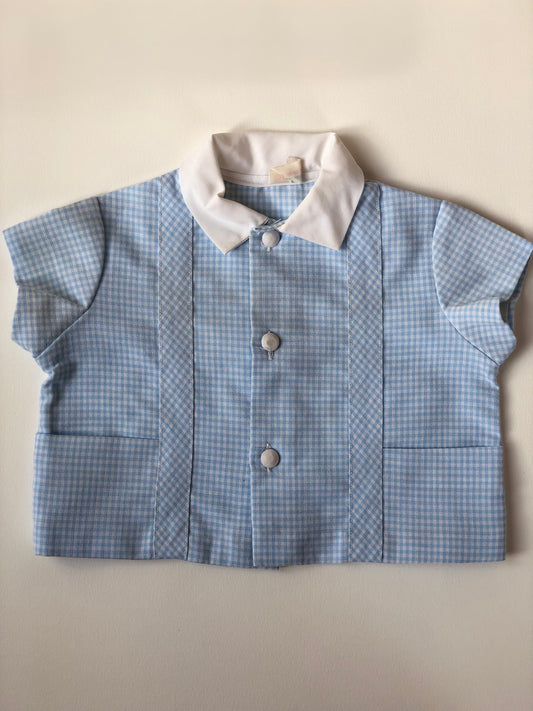 Chemise à carreaux bleu et blanc Vintage 6 mois