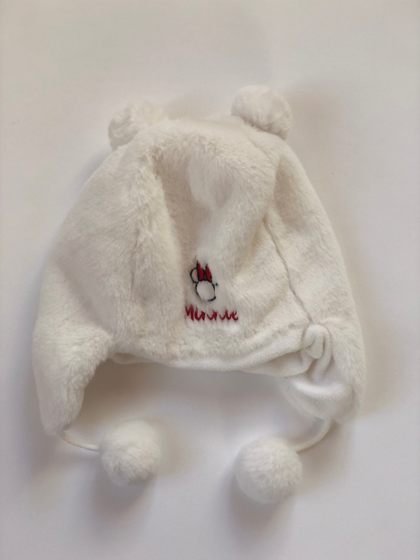 Bonnet avec cache oreille blanc Minnie 12-18 mois