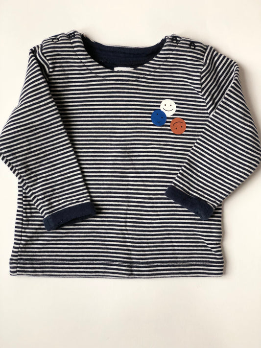 T-shirt manches longues épais rayé Feliz 6 mois