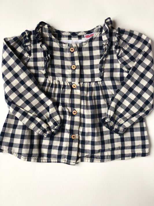 Blouse vichy bleu et crème Zara 9 mois