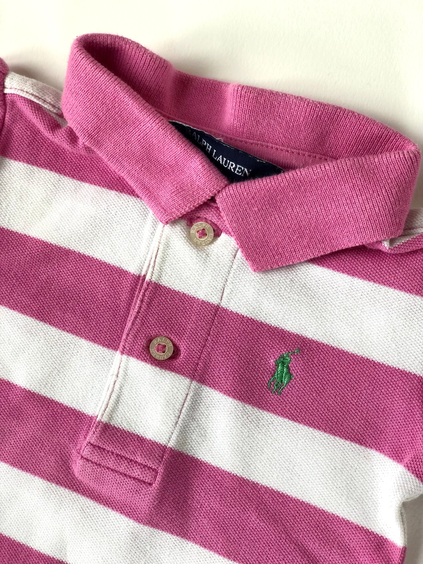 Polo rayé blanc et rose Ralph Lauren 9 mois